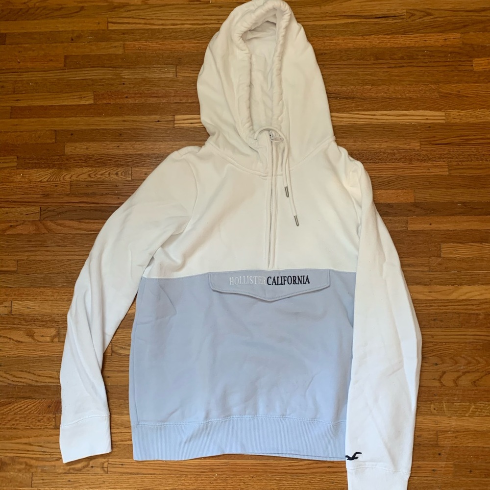 Holister Hoodies white and light blue